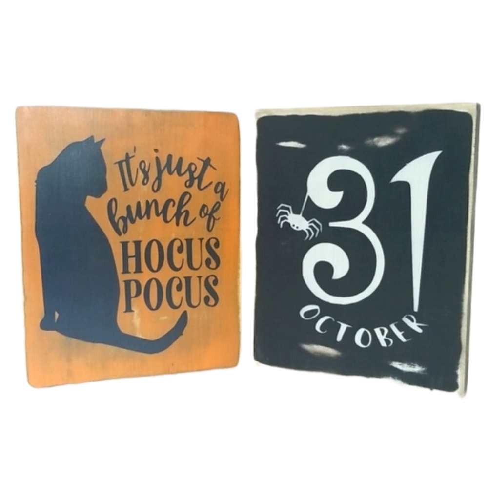 NEW Hand Painted Halloween Rustic Wooden Signs....Hocus Pocus🕷🎃🧙‍♀️